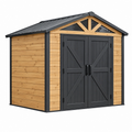 Abri de jardin 300 x 240 x 220 cm en bois naturel et métal noir à double porte
