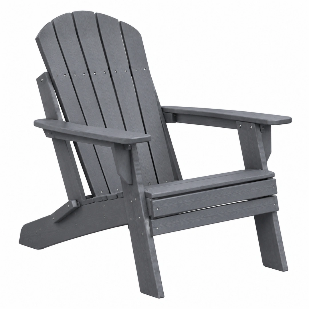 Fauteuil de jardin Adirondack 83 x 80 x 97 cm en plastique gris avec accoudoirs larges