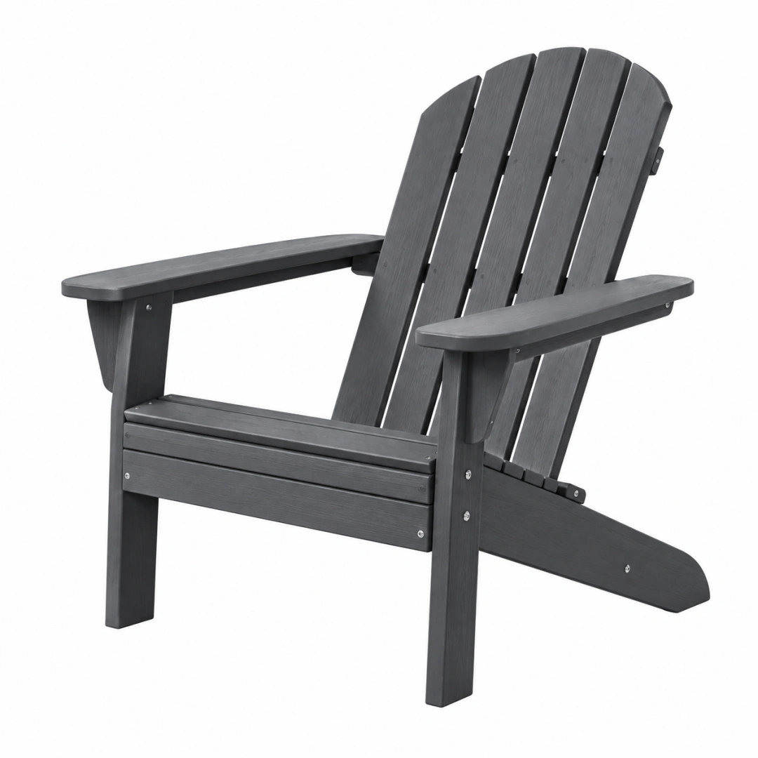 Fauteuil de jardin Adirondack 78 x 88 x 98 cm en plastique gris anthracite avec accoudoirs