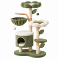 Arbre à chat 70 x 60 x 145 cm en bois vert et crème avec griffoirs en sisal et niches
