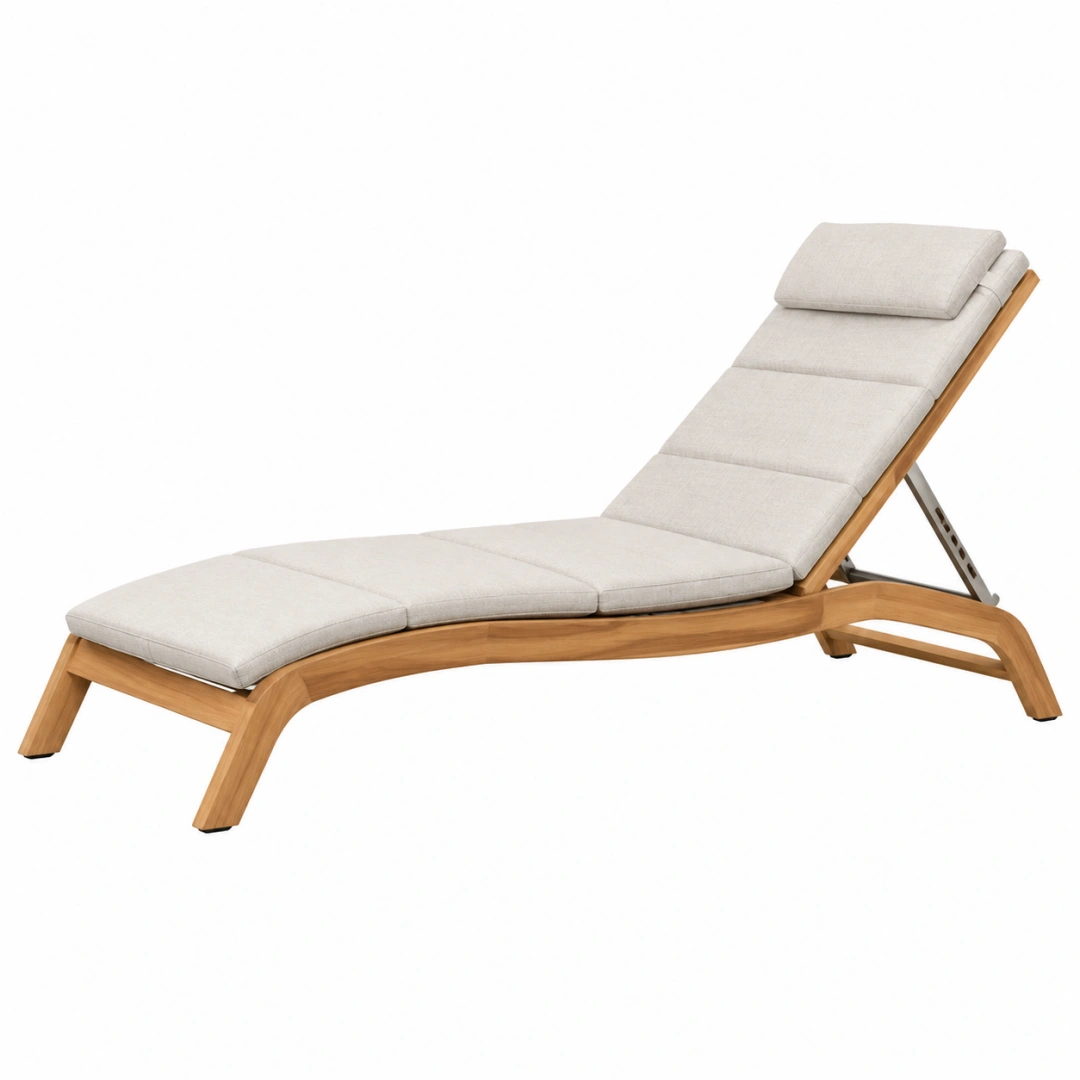 Chaise longue de jardin 200 x 65 cm en bois beige réglable