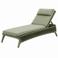 Chaise longue de jardin 200 x 75 x 95 cm en métal et corde vert olive inclinable