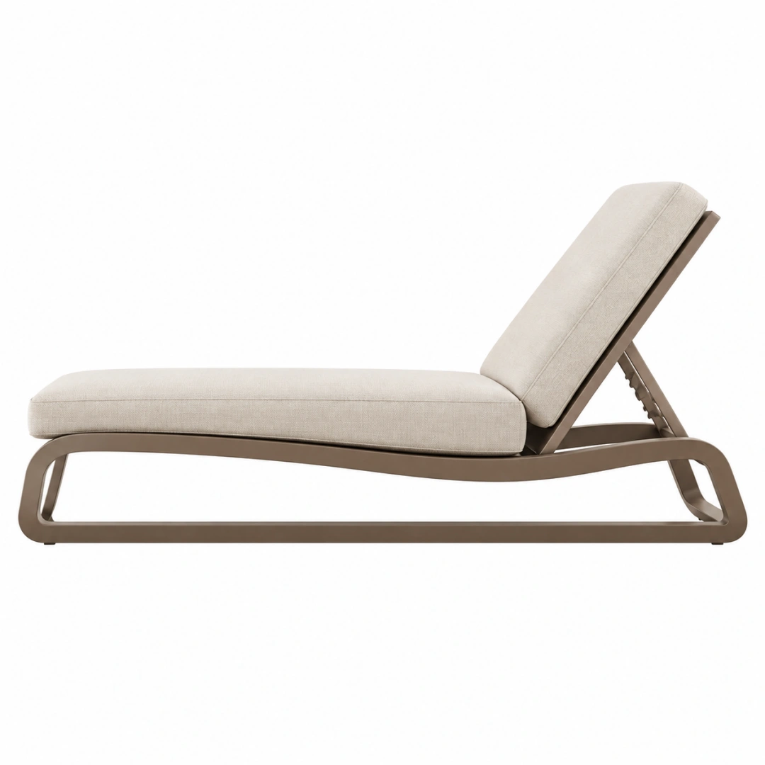Chaise longue extérieure 200 x 70 x 85 cm métal beige taupe dossier réglable