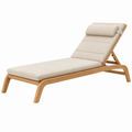 Chaise longue de jardin 195 x 65 x 88 cm en bois et tissu beige - dossier inclinable