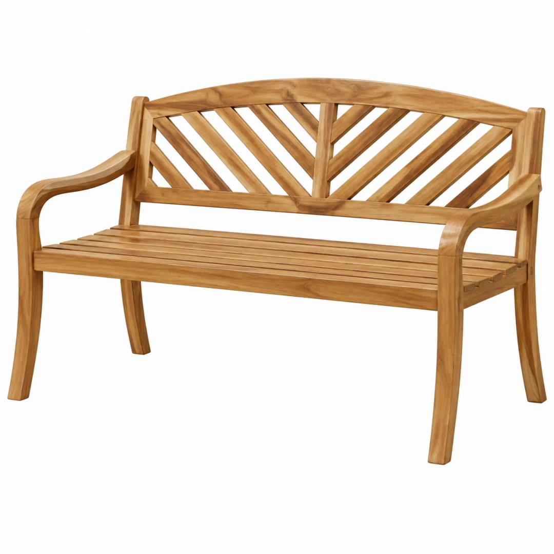 Banc de jardin 120 cm en bois massif marron à dossier ajouré