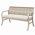 Banc de jardin 125 cm métal beige corde tressée style contemporain
