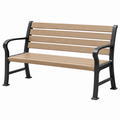 Banc de jardin 122 x 62 x 83 cm bois marron et acier noir avec accoudoirs