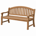Banc de jardin 120 cm en bois massif marron naturel à dossier incurvé